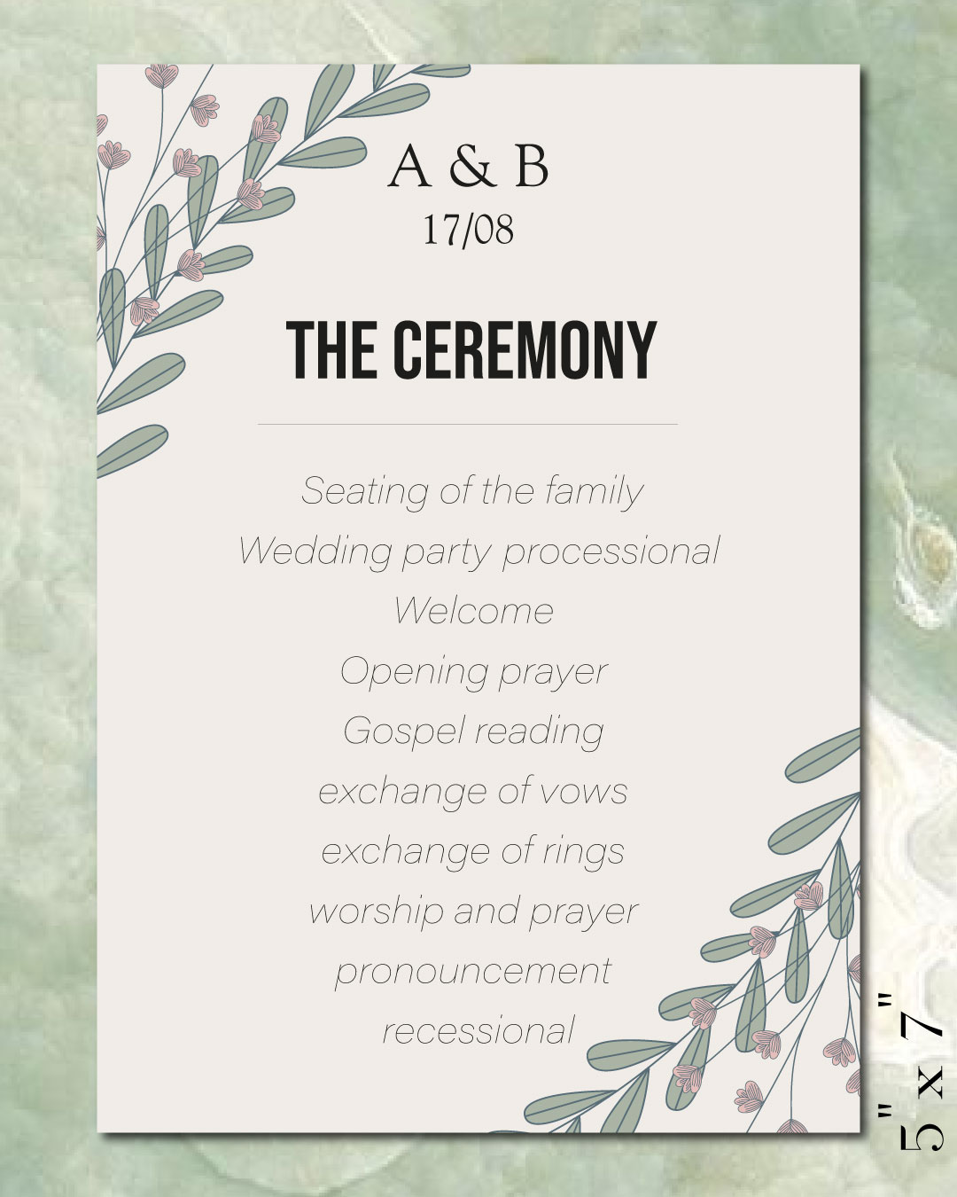Natural Delicacy Wedding Program Cards