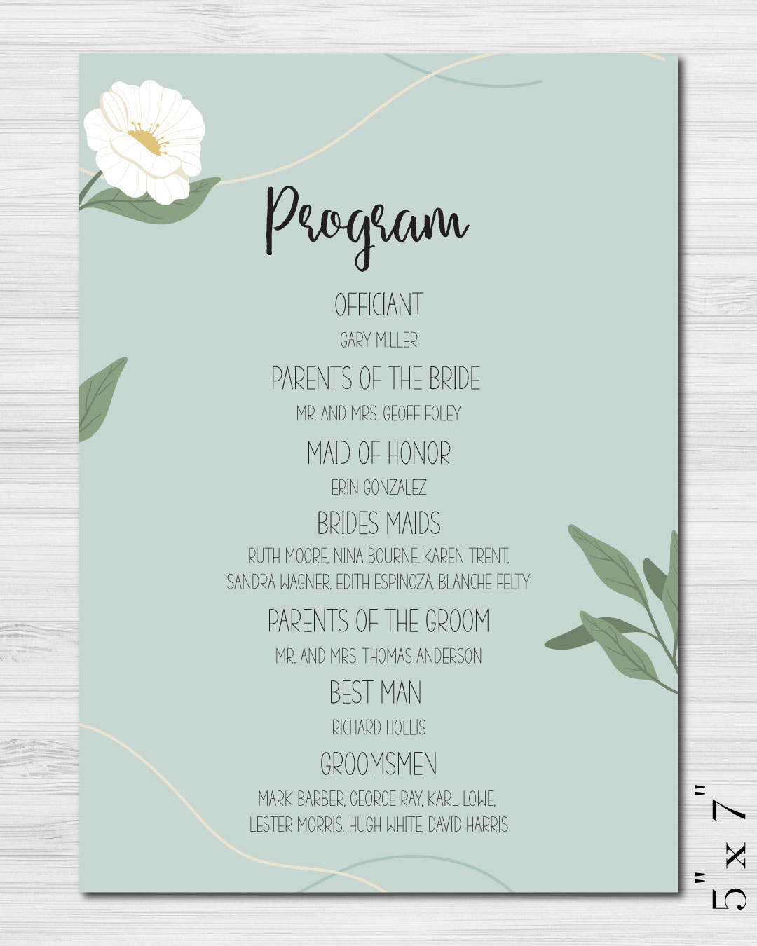 Daisies With Green Leaves Wedding Program Cards