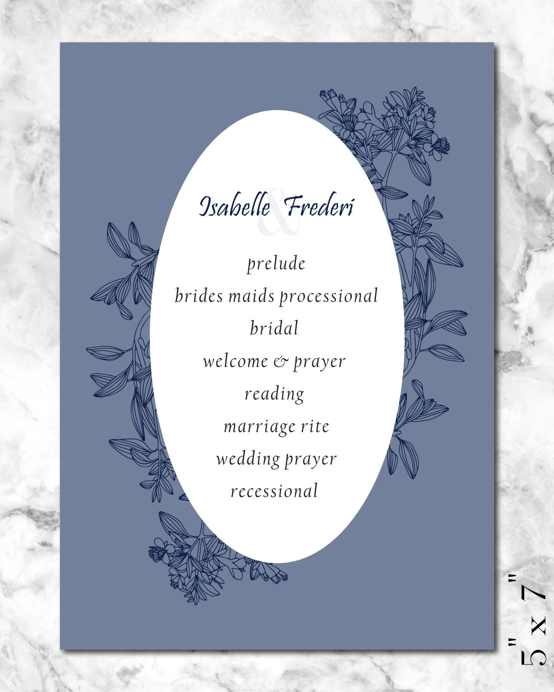 Oval Frame With Flowers Wedding Program Cards