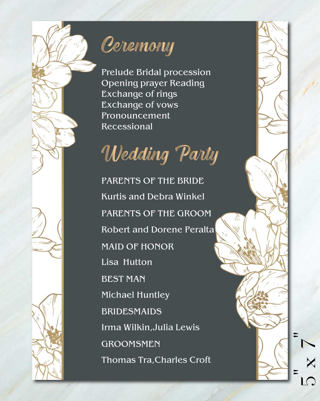 Elegant Border Gold Wedding Program Cards