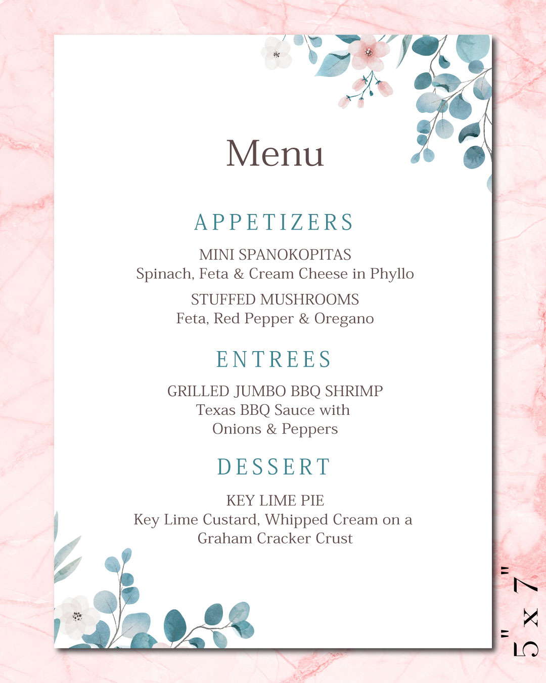 The Beauty of Nature Wedding Menu Cards