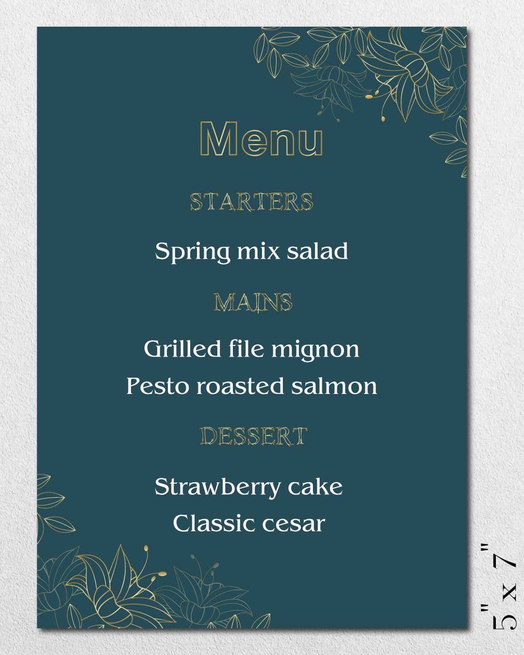 Jade and Gold Elegance Wedding Menu Cards