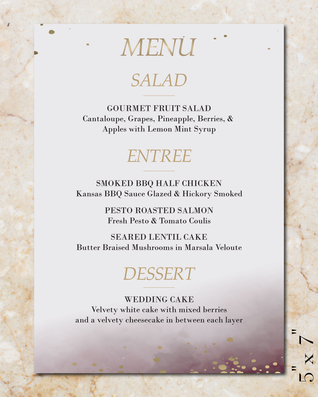 Fuchsia and Gold Harmony Wedding Menu Cards