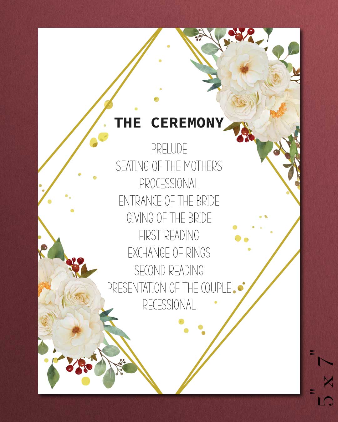 Roses And White Magnolias Wedding Program Cards