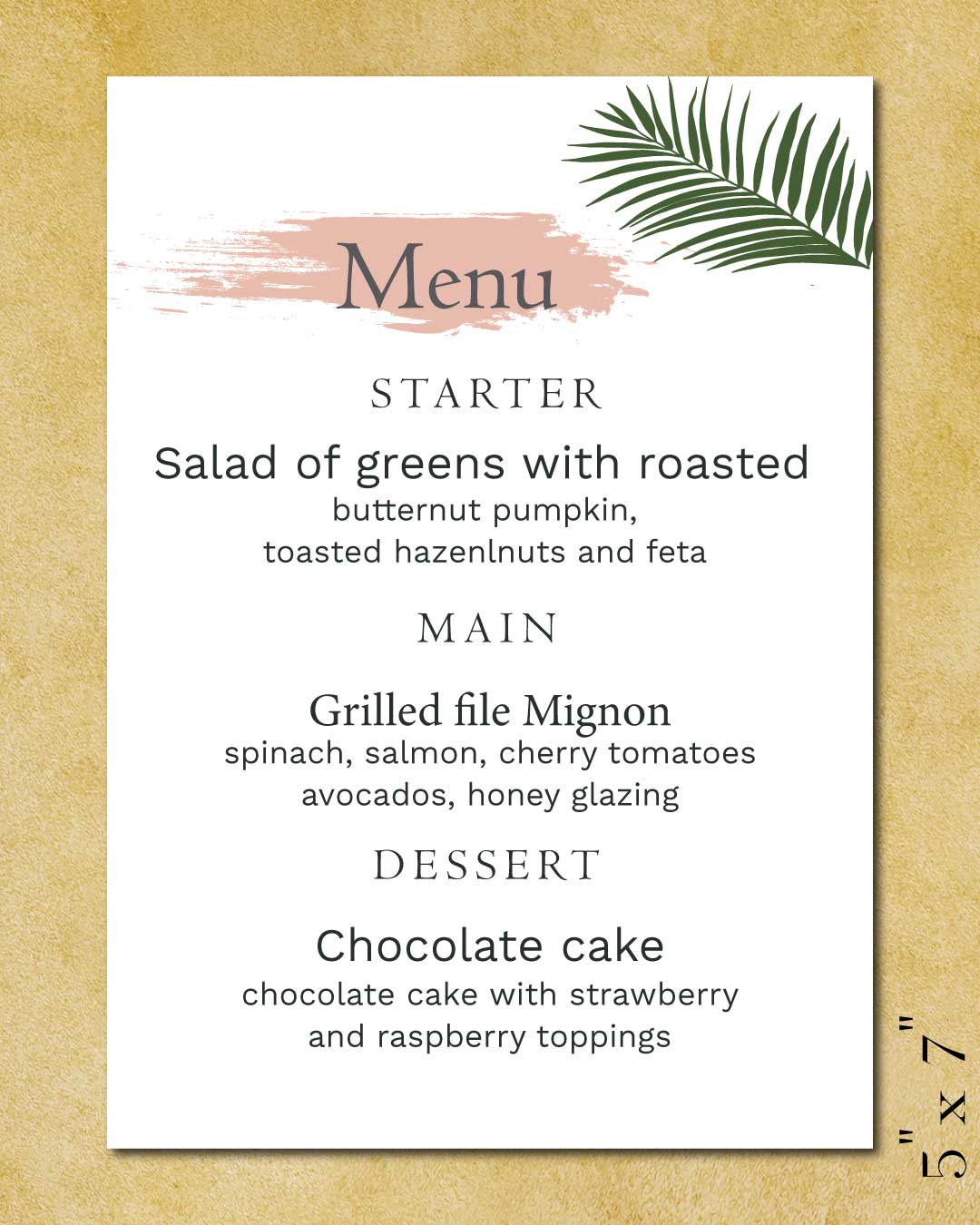 Tropical Plant Wedding Menu Cards