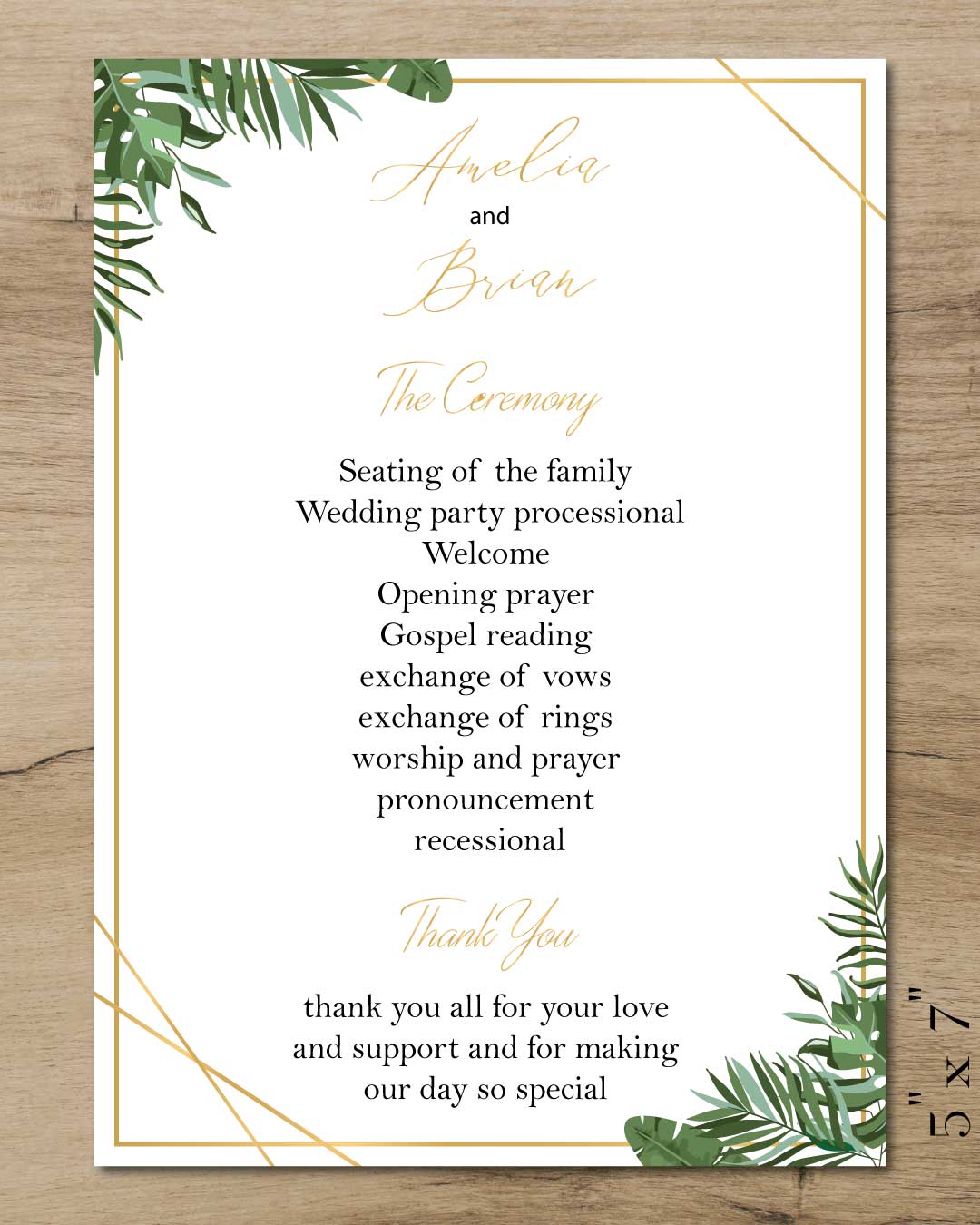 Simple Floral Elegance Wedding Program Cards