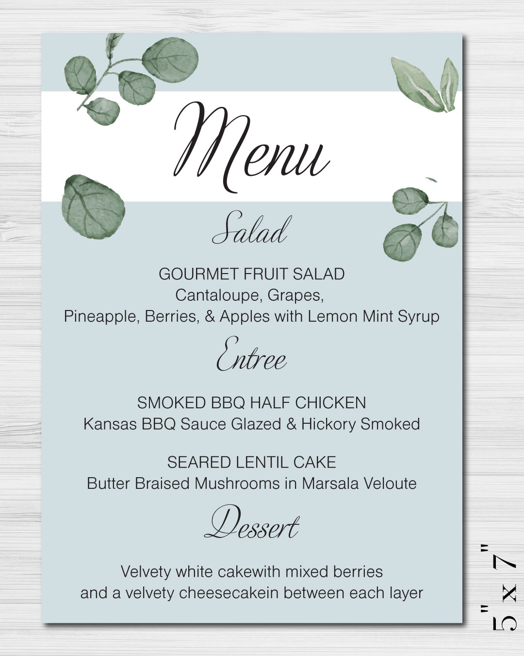 Leaf Freeshnees Wedding Menu Cards