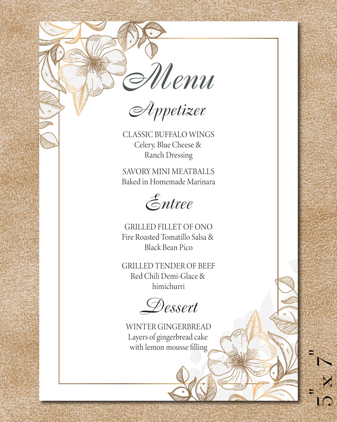Romance Frame Wedding Menu Cards