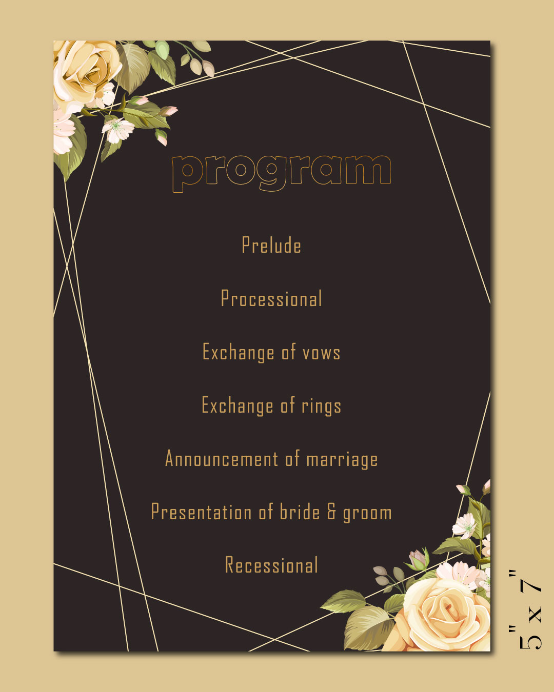 Elegant Floral Art Wedding Program Cards