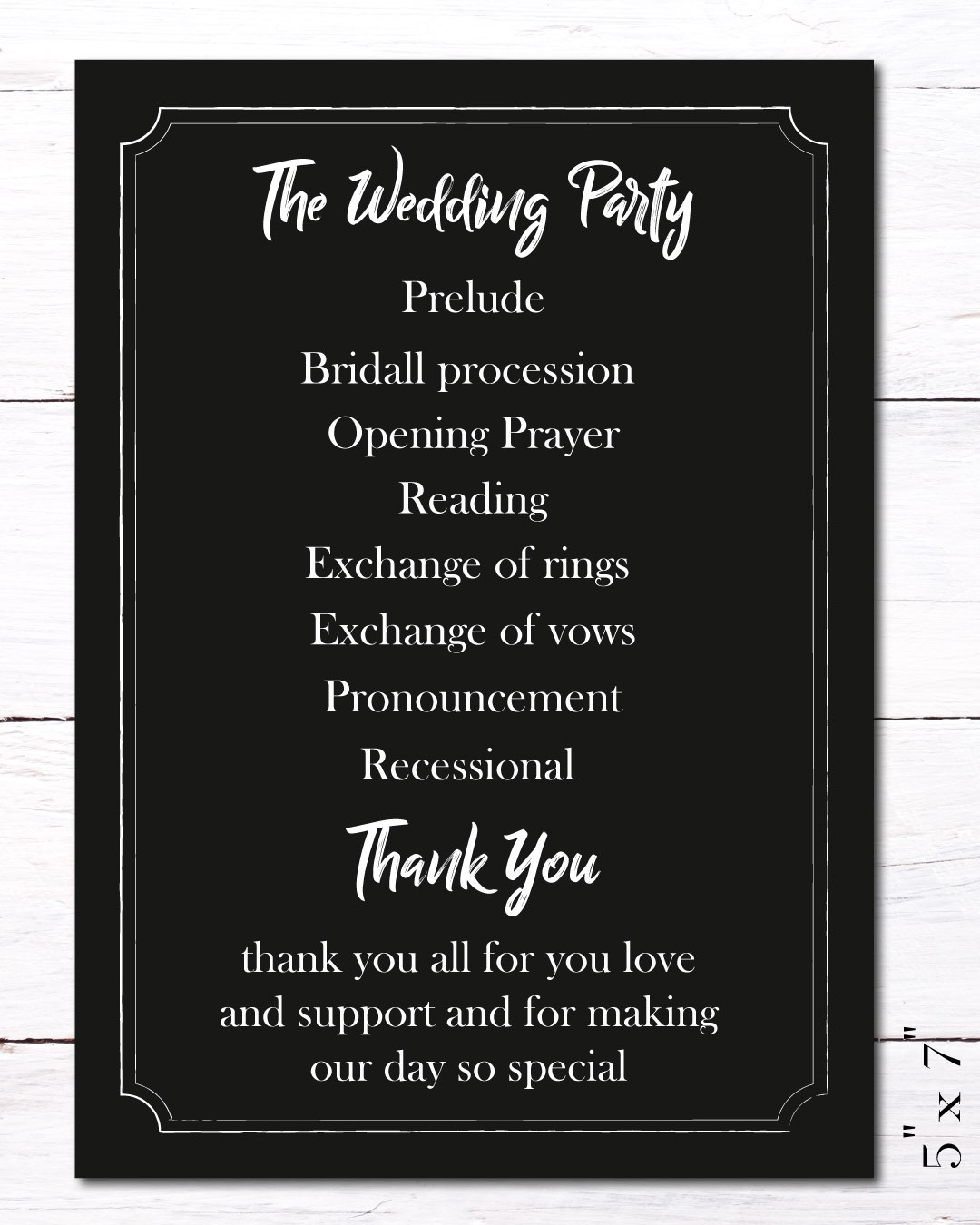 Dark Classic Glamor Wedding Program Cards
