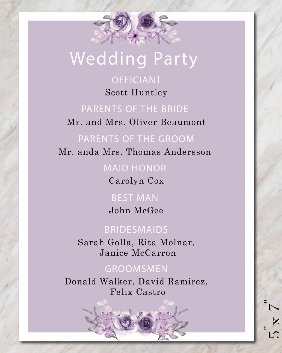 Lush Orchid Themes Wedding Program Cards