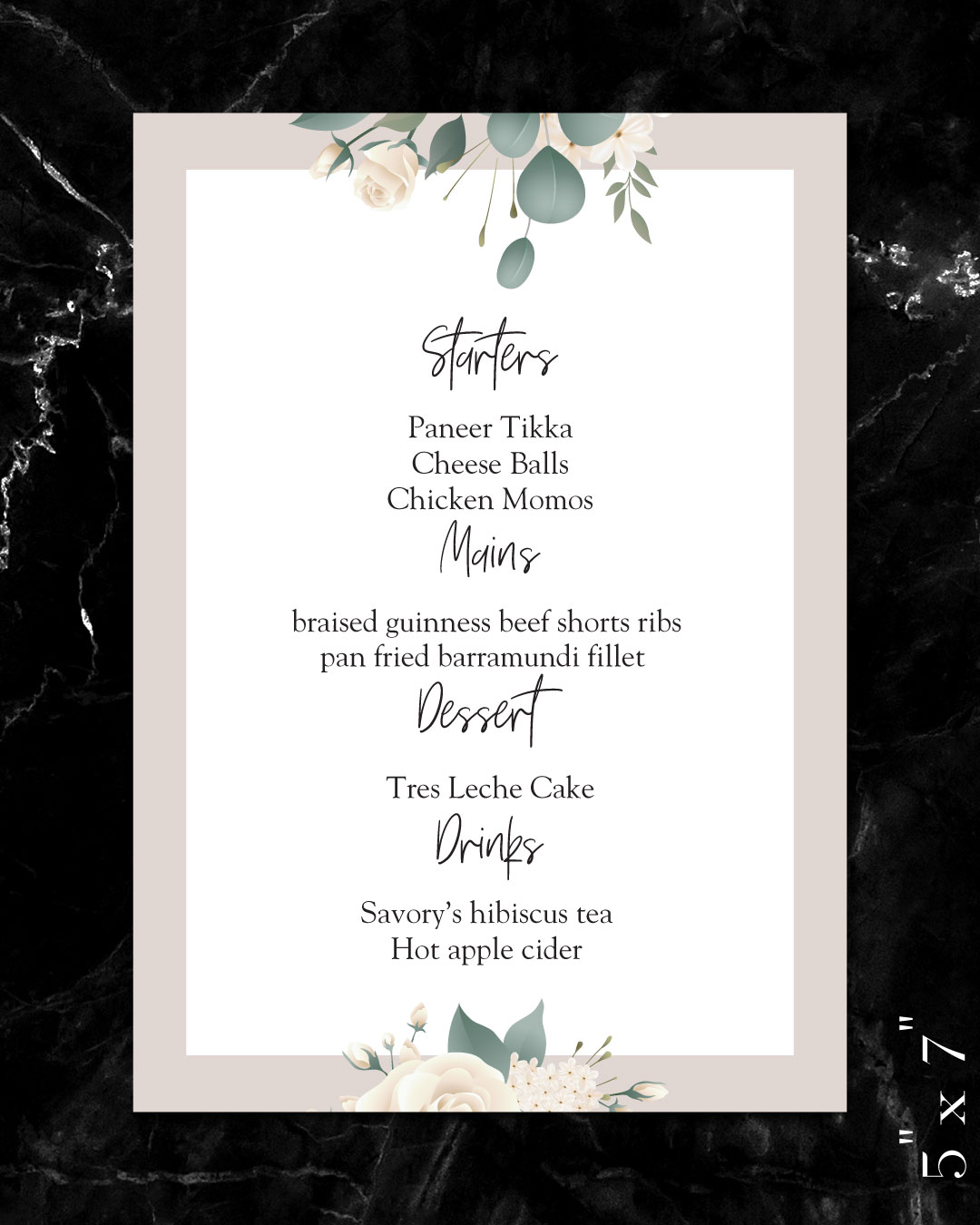 Eucalyptus Leaves Wedding Menu Cards