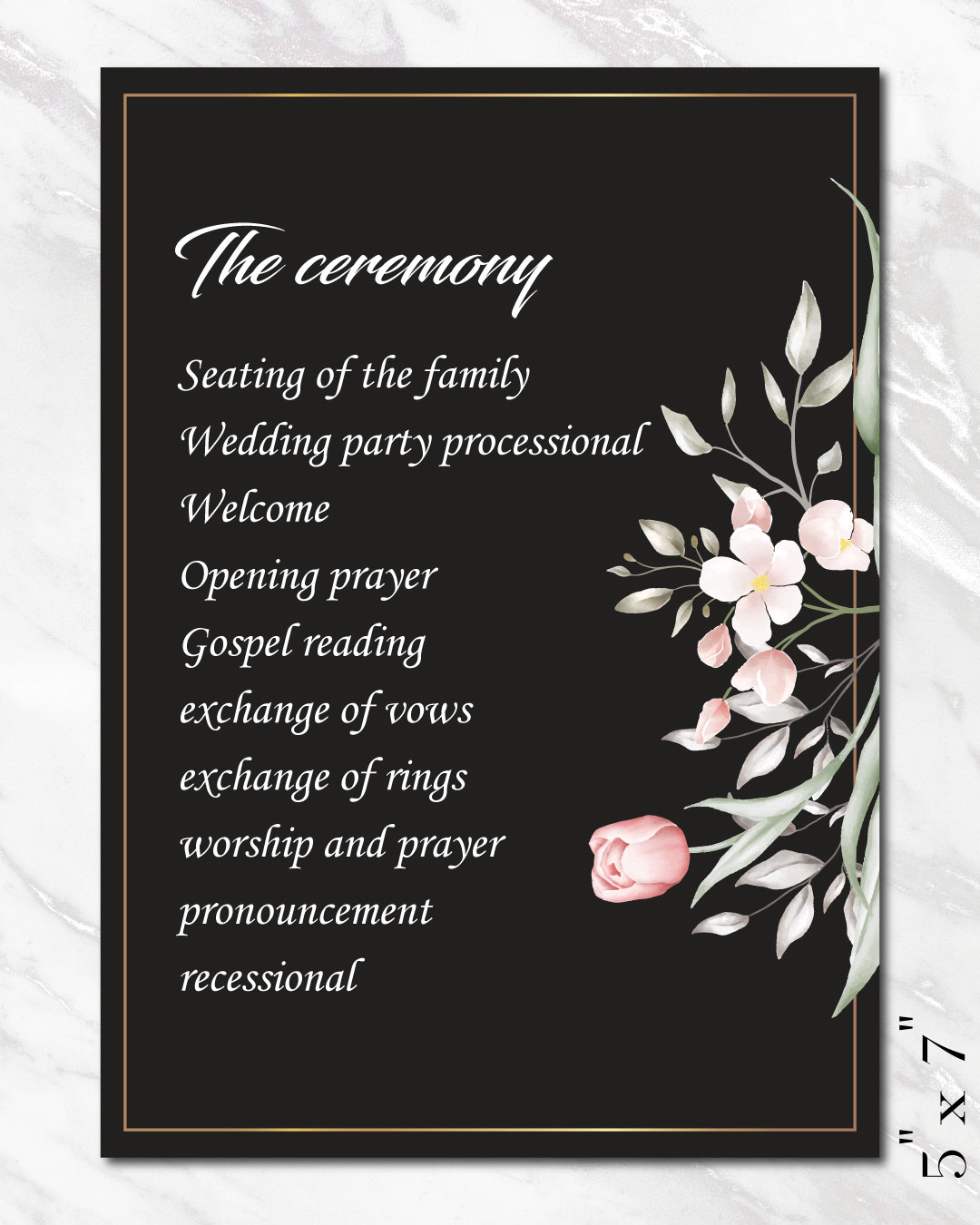 Beautiful Daisies And Roses Wedding Program Cards