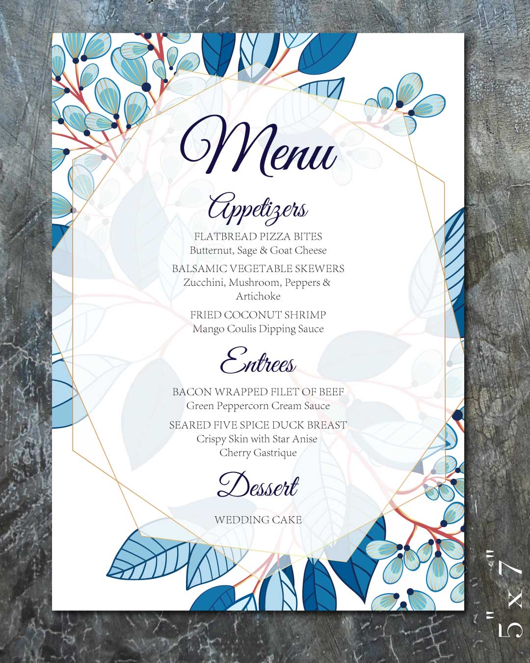Blue Cartoon Wedding Menu Cards