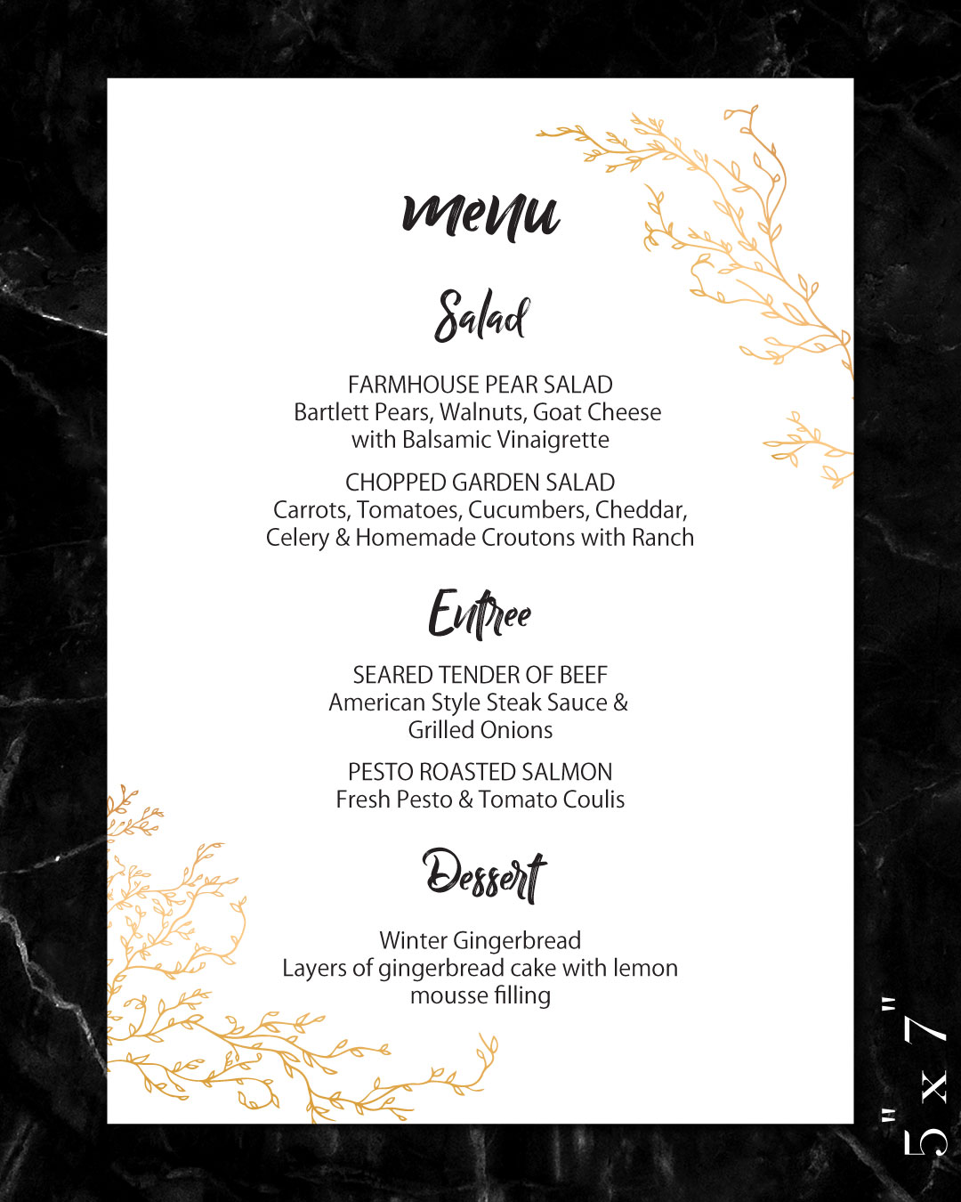 Minimalist Golden Branches Wedding Menu Cards