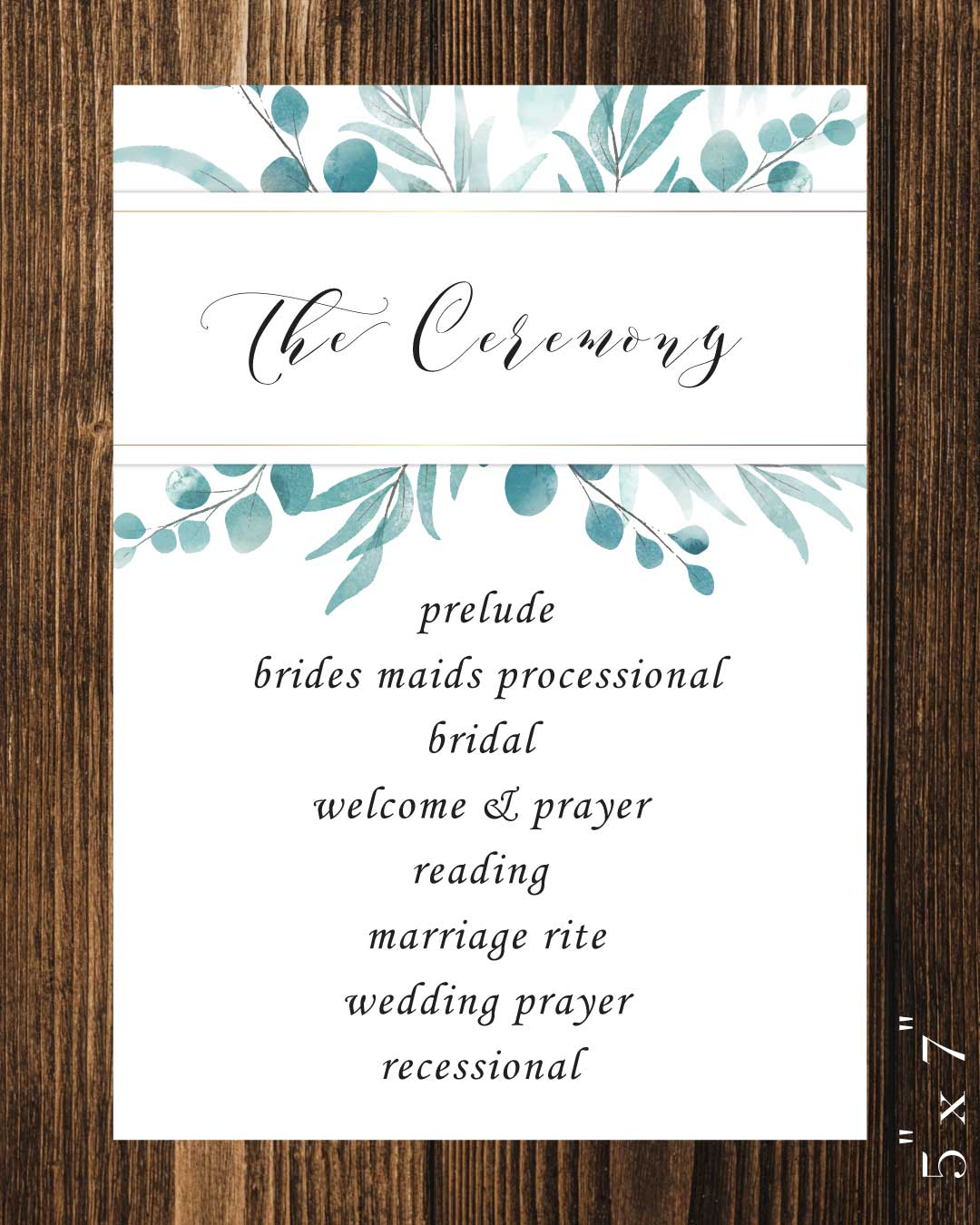 Blue Leaves In The Back Wedding Program Cards