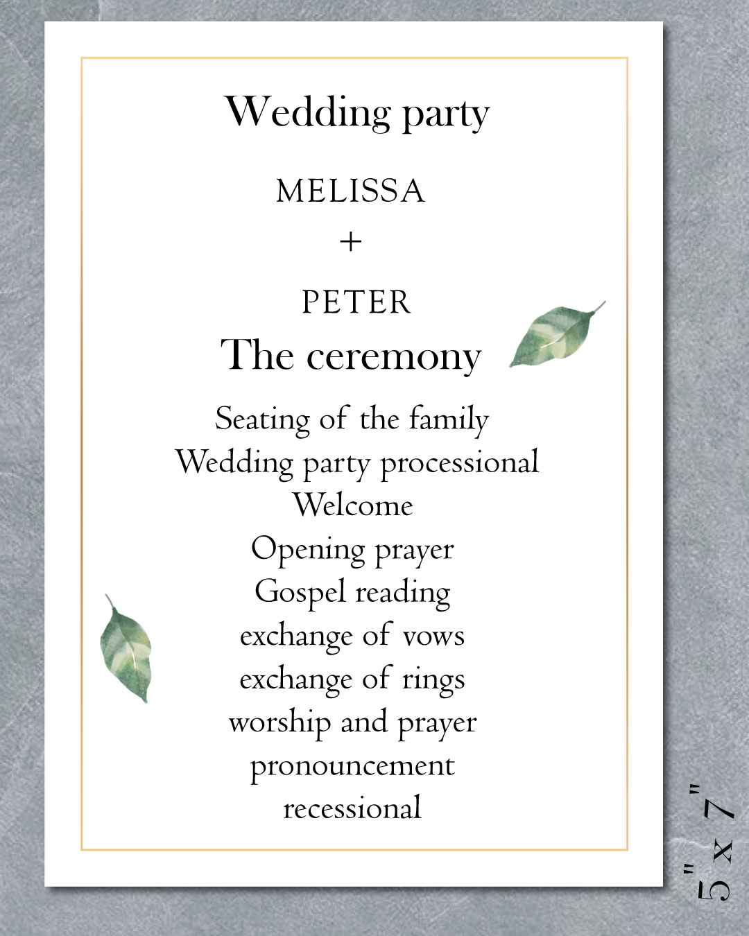 Emblazoned Minimalism Wedding Program Cards
