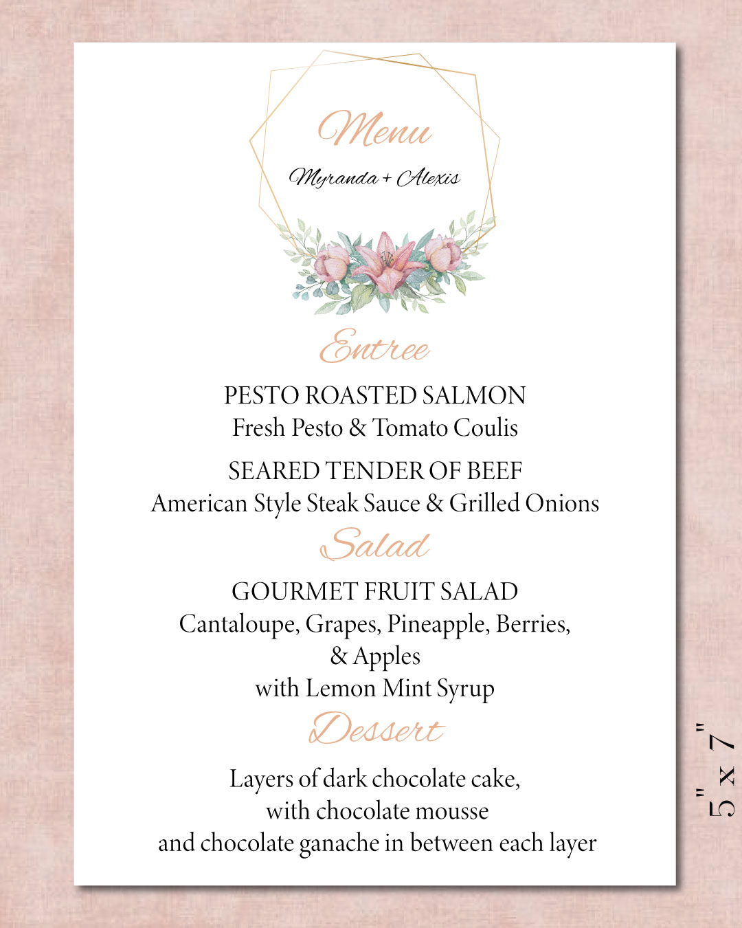 Sweet Scents Minimalist Wedding Menu Cards