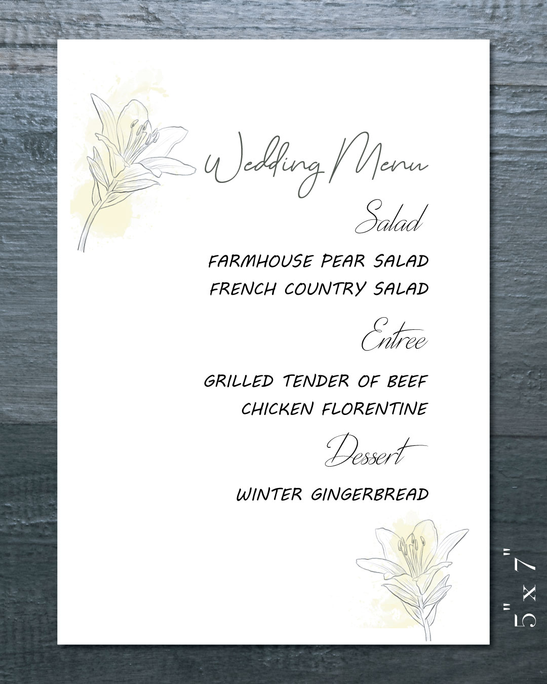 Elegant Simple Harmony Wedding Menu Cards