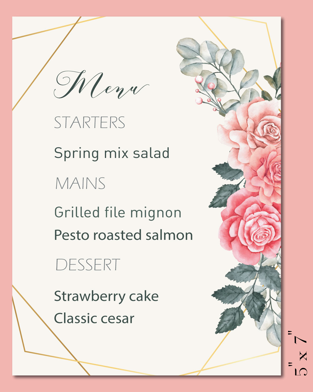 Naturalness And Glamour Wedding Menu Cards