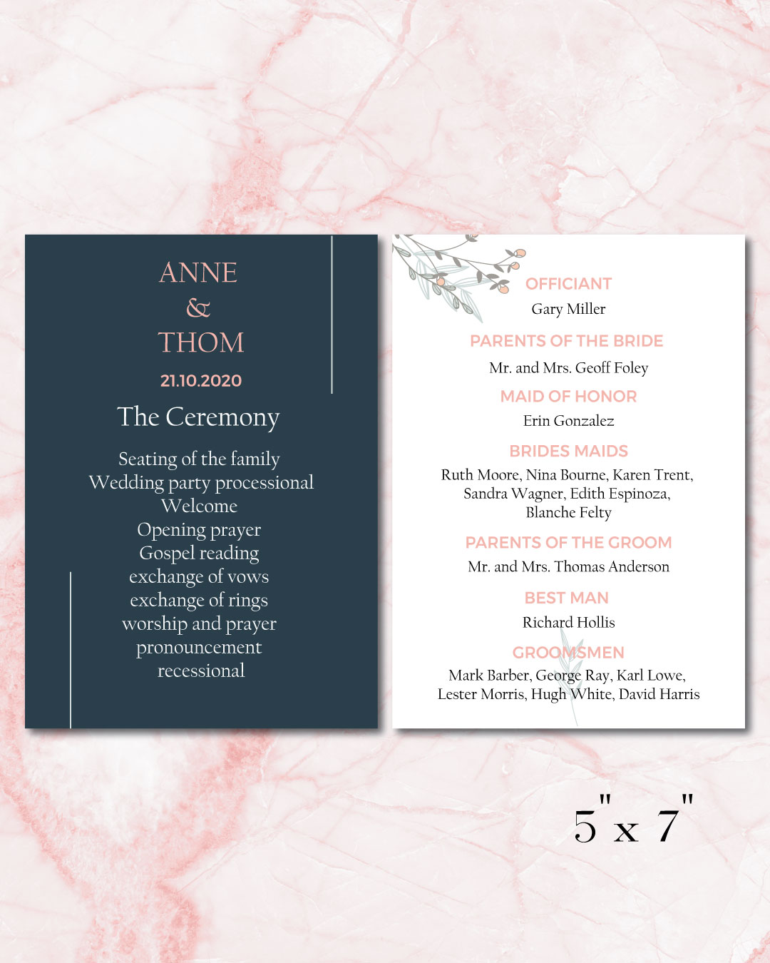 Creative Shoots Wedding Program Cards