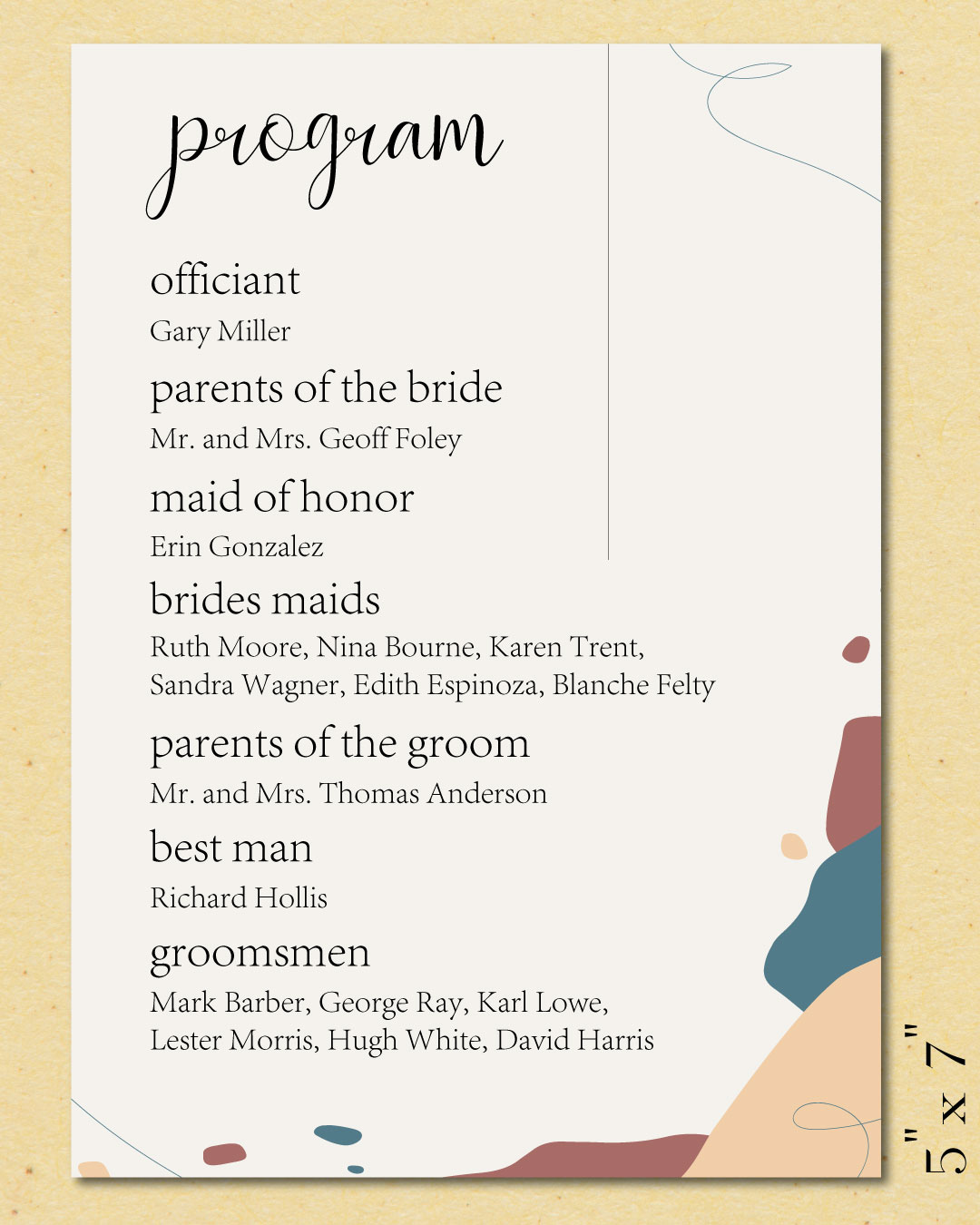 Inspiration From Nature Wedding Program Cards