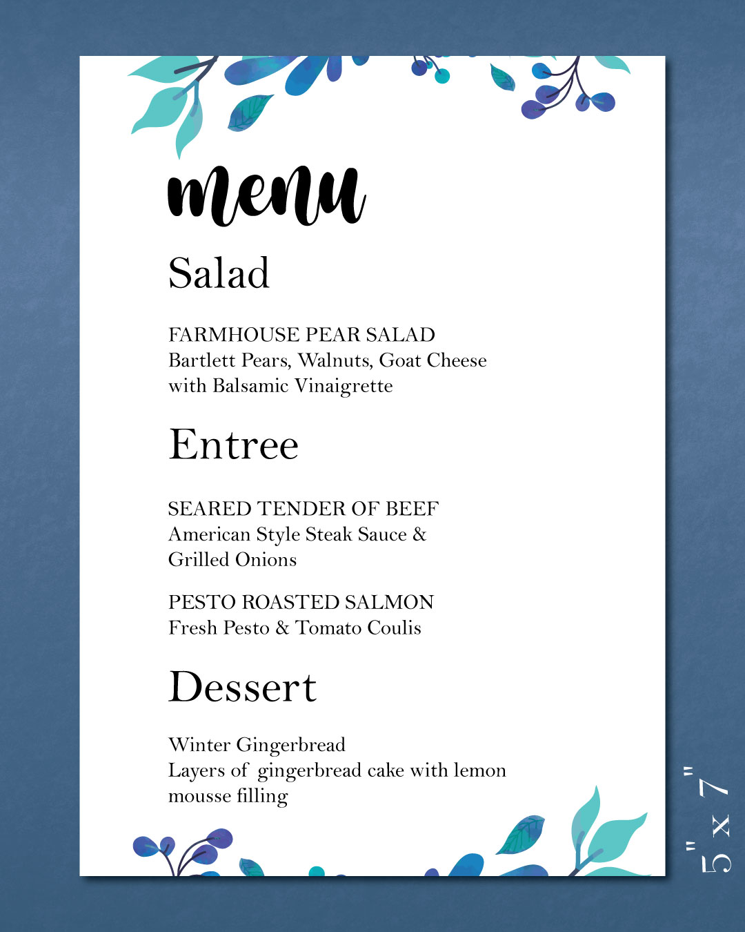 Water Garden  Menu Cards