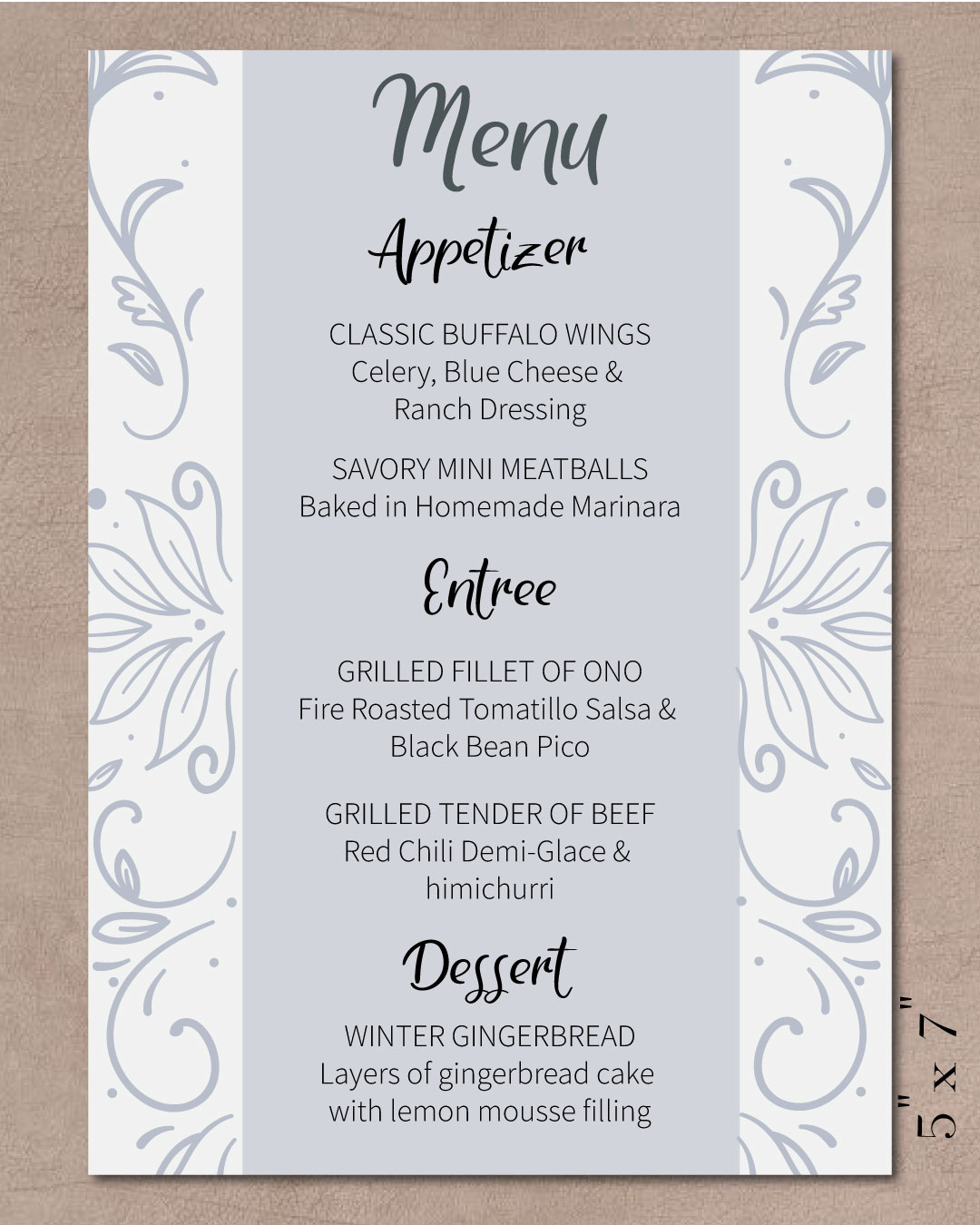Shades Of Fog  Menu Cards