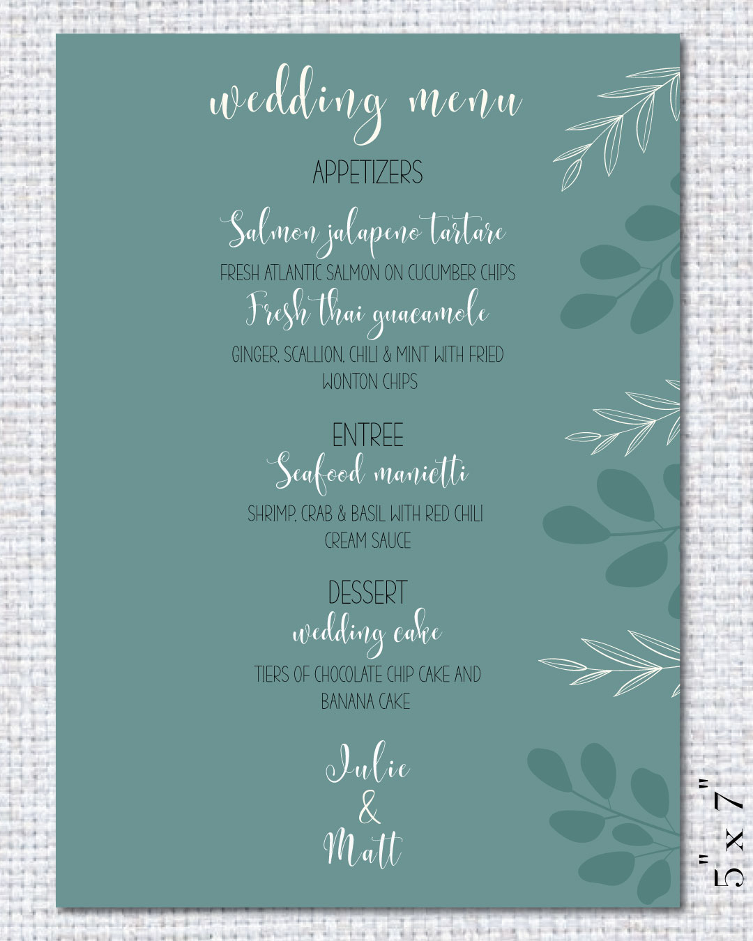 Minimalist Natural Elegance  Menu Cards