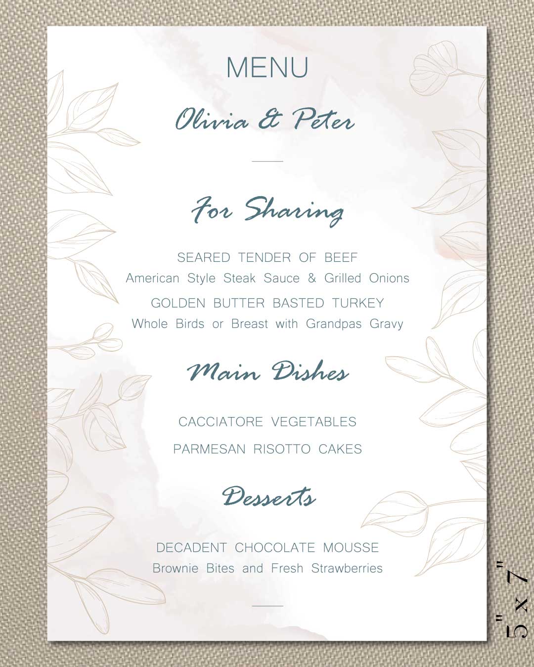 Simple Radiant Wedding Menu Cards
