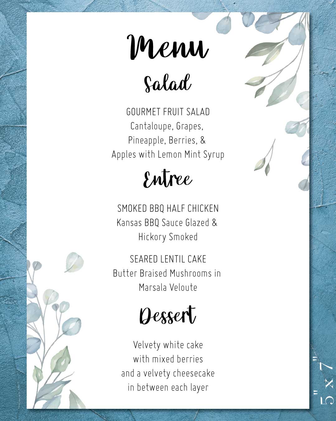Summer Leaves Edges Wedding Menu Cards