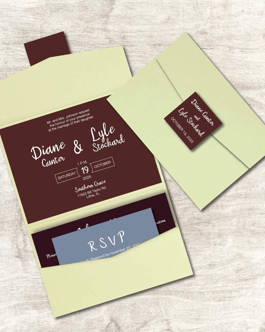 Solid Color A7 Atlas Pocket Wedding Invitation AP Printing - Solid Color A7 Atlas Pocket Wedding Invitation - Custom Printing Services