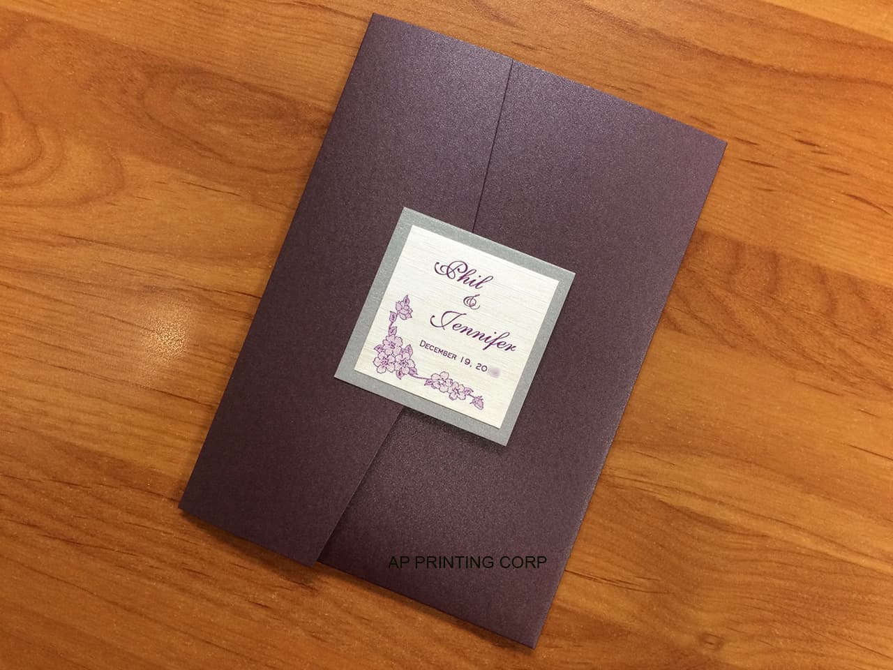 PAL-57-MMM Ruby, Silver, Silk Pocket & Folder Invitation