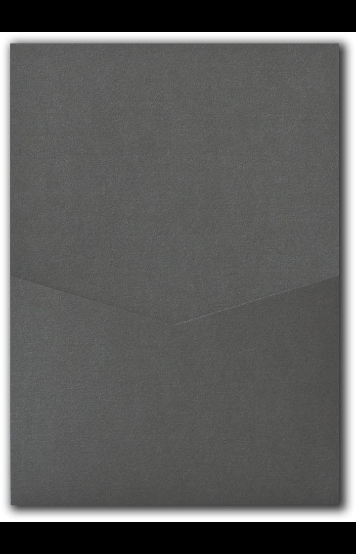 Steel Gray Metallic Pocket & Folder Invitation Card, A7 Denali