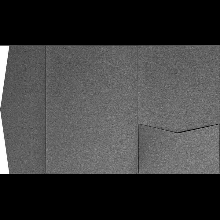 Steel Gray Metallic Pocket & Folder Invitation Card, A7 Himalaya