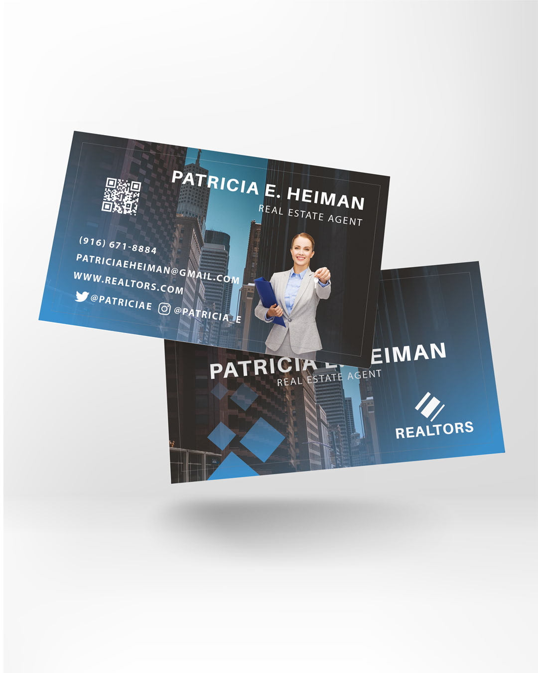 Building Blue Background Business Cards
