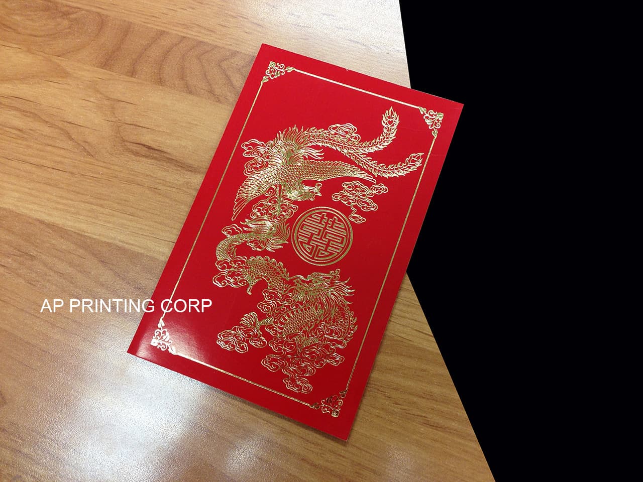 RP2-DB-V-B [V-L-01] Golden Dragon & Phoenix Wedding Invitation