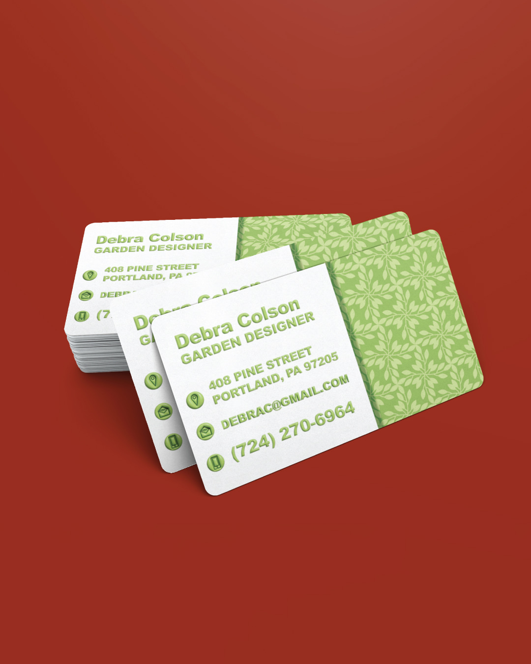 Green Relief Leaves Raised Spot UV Business Cards