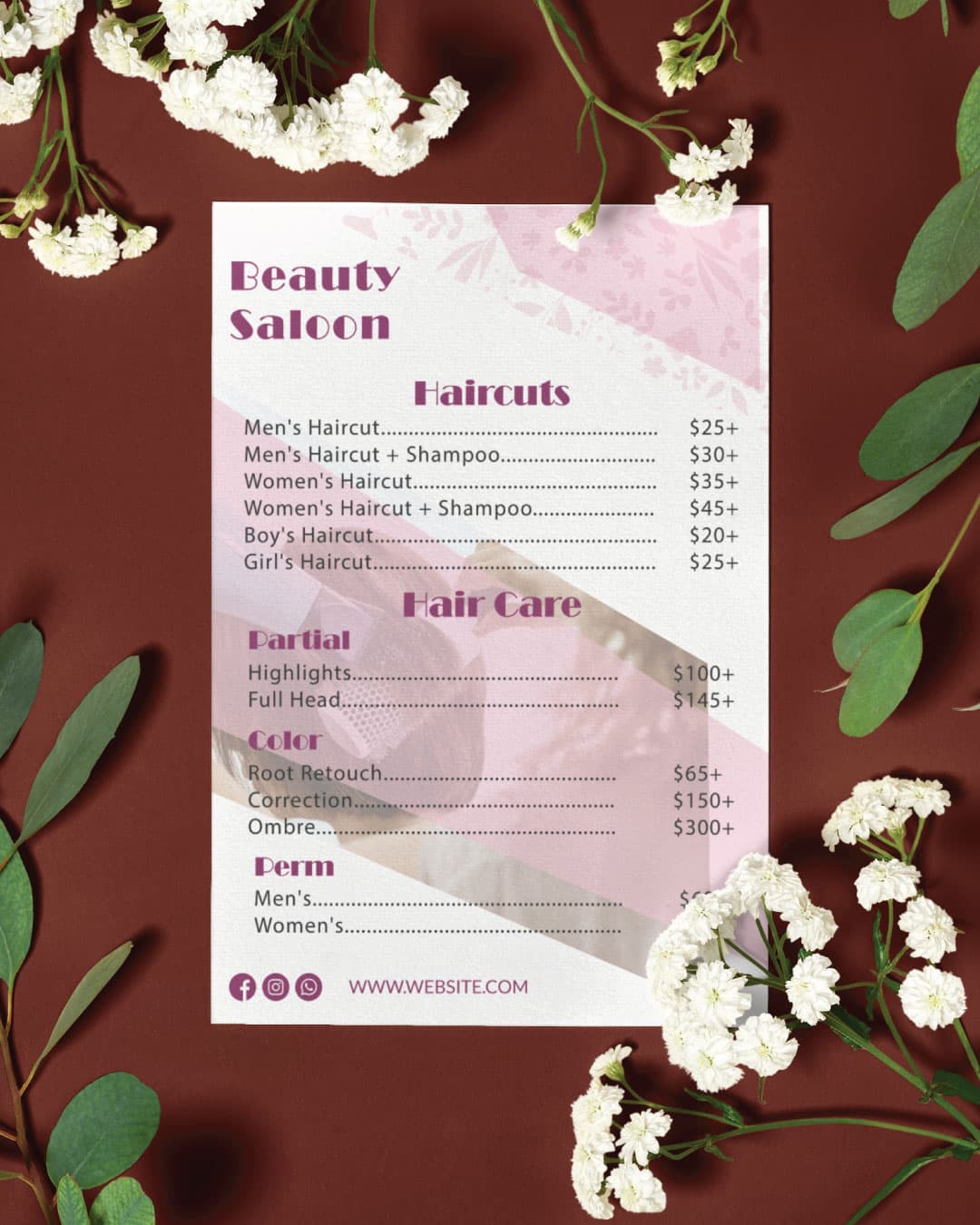 Delicate Opaque Photos Menu