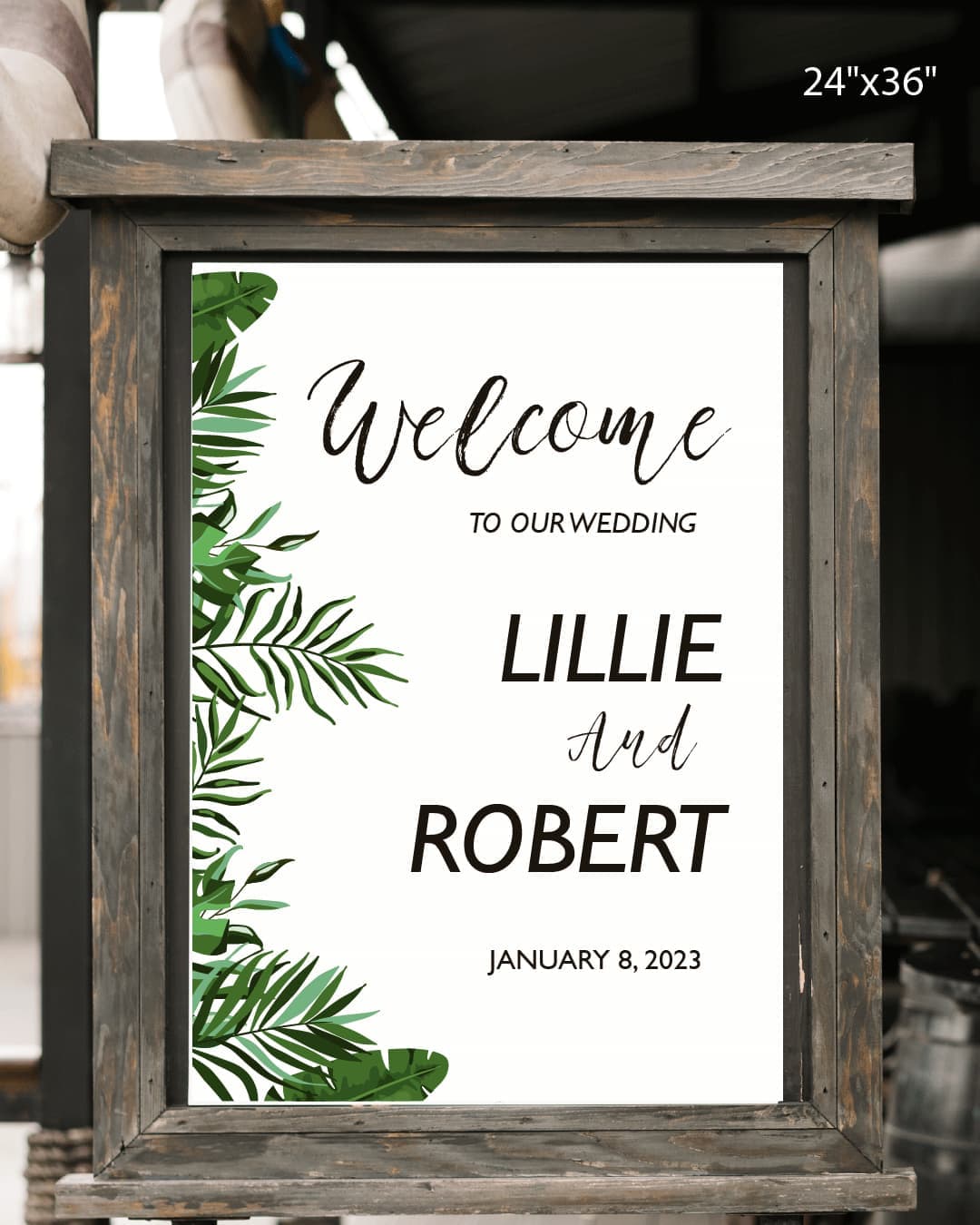 Leaves and Branches Natural Welcome Sign