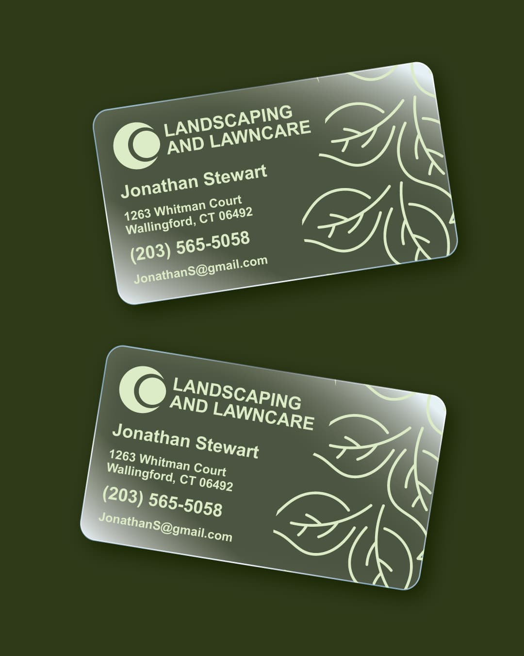 Minimalist Green Leaves Plastic Business Cards