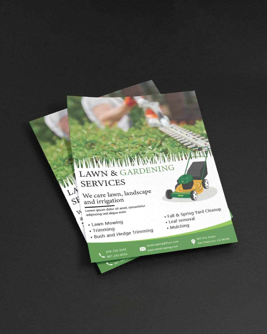 AP Printing - Geometric Green and Yellow Flyers - Custom Printing Services