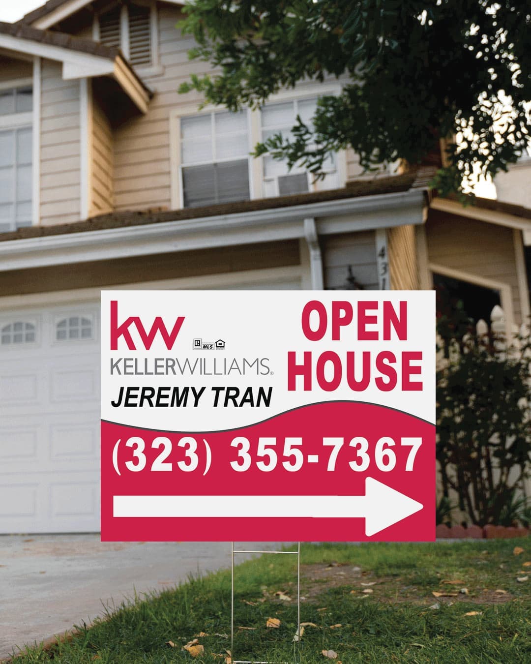 AP Printing - Keller Williams Realty Red Curved Design Yard Sign - Custom Printing Services