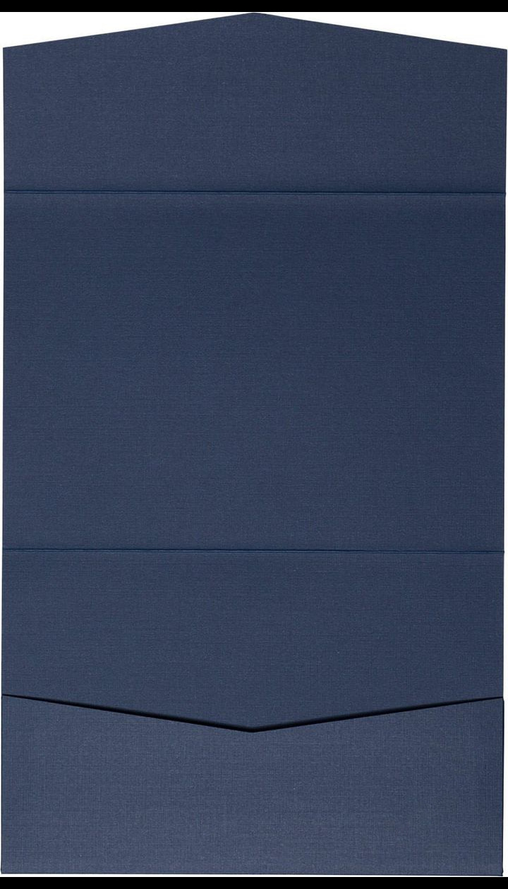 Blazer Blue Linen Pocket & Folder Invitation Card, A7 Atlas