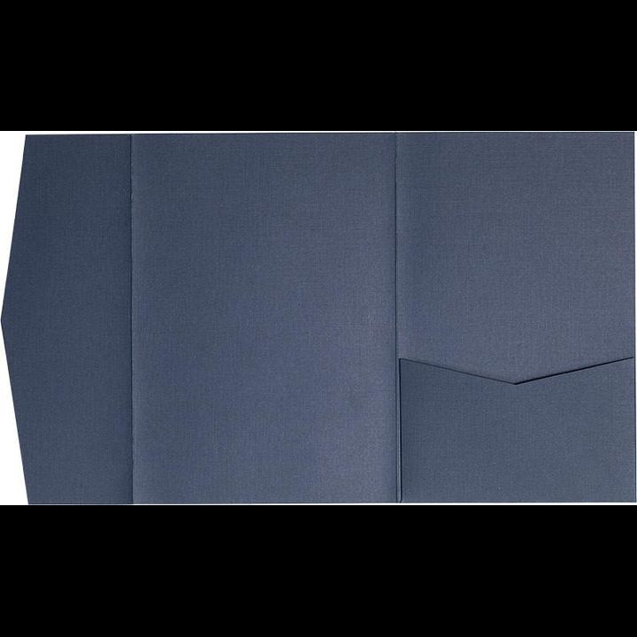 Blazer Blue Linen Pocket & Folder Invitation Card, A7 Himalaya