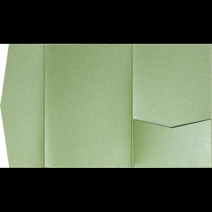 Green Fairway Metallic Pocket & Folder Invitation Card, A7 Himalaya