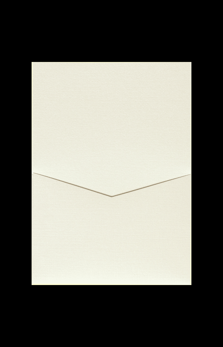 Metallic Cream Linen Pocket & Folder Invitation Card, A7 Denali Bilingual