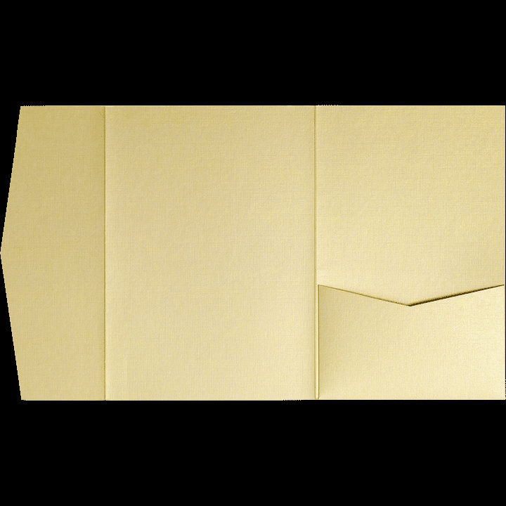 Metallic Gold Linen Pocket & Folder Invitation Card, A-7.5 Himalaya Bilingual