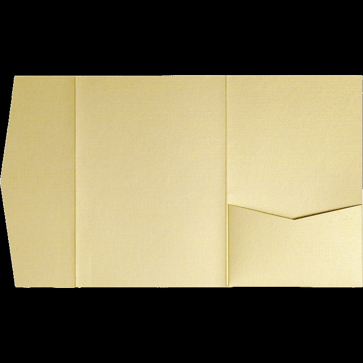 Metallic Gold Linen Pocket & Folder Invitation Card, A7 Himalaya Bilingual