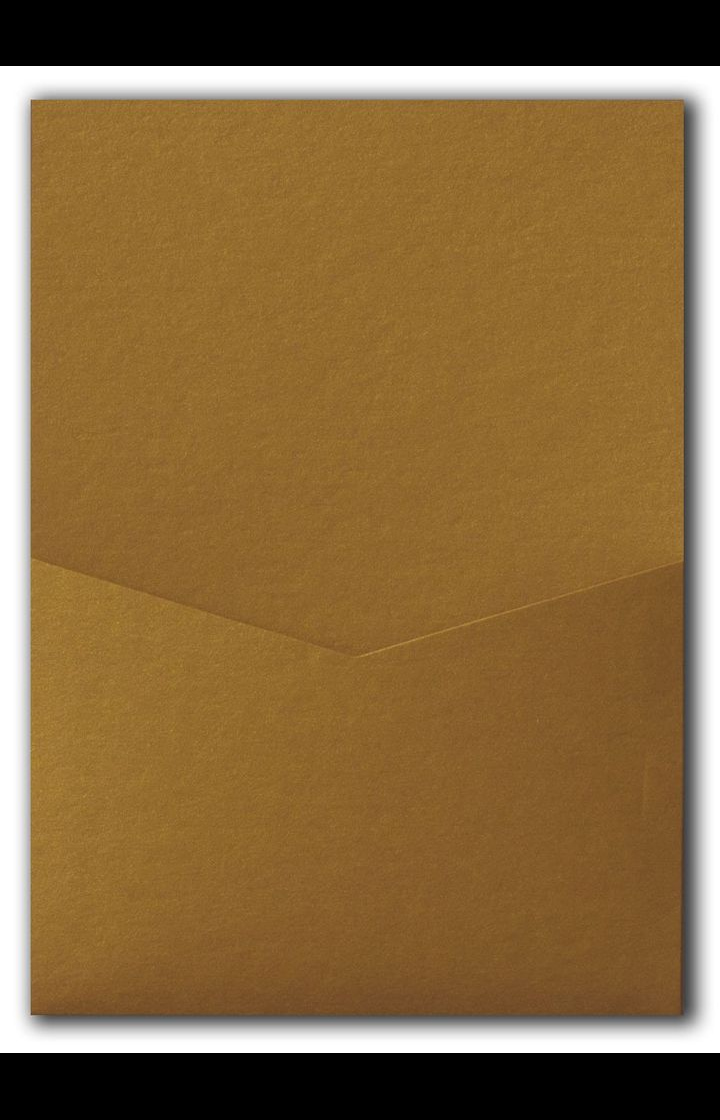 Antique Gold Metallic Pocket & Folder Invitation Card, A7 Denali